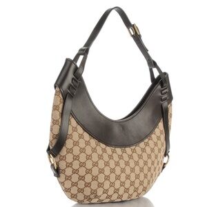Gucci Brown Canvas Hobo Bag